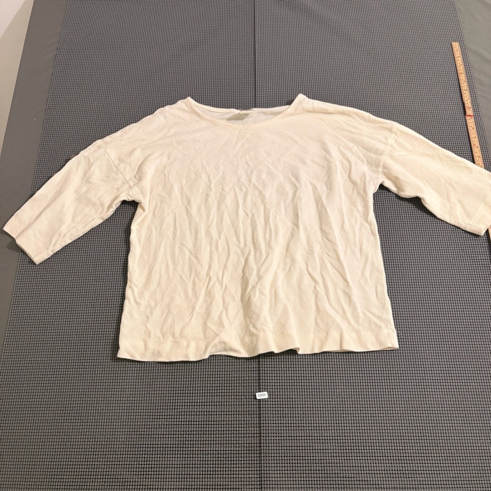 Blair Womens Cream Textured Knit Button Sleeve Top Size L